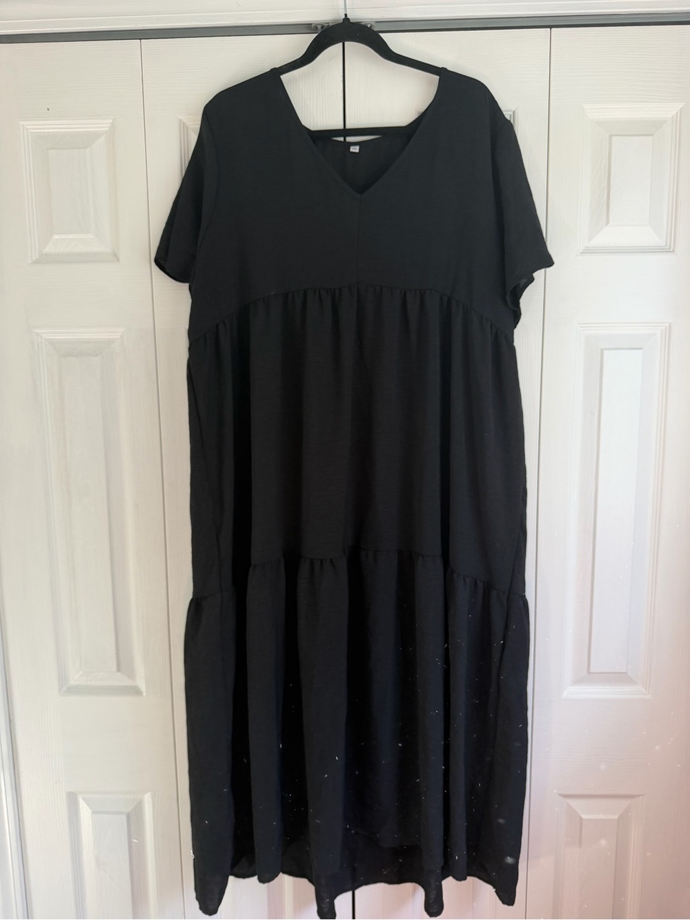 Black Tiered V-Neck Women’s Dress